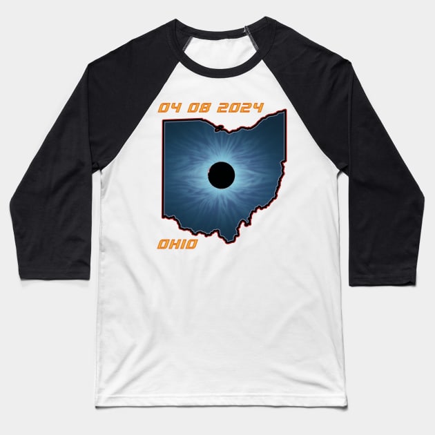 Ohio 2024 Total Solar Eclipse Baseball T-Shirt by Victopia